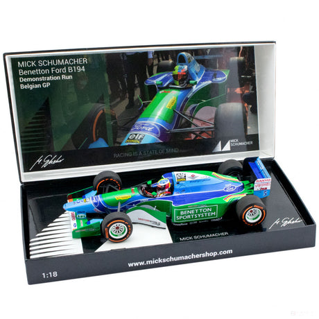 Voiture modèle, Mick Schumacher Benetton Ford B194 Demo Run Belgium GP 2017, 1:18, Bleu, 2017 - FansBRANDS®