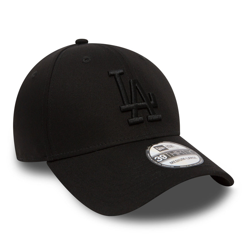 Casquette Los Angeles Dodgers, New Era, 39THIRTY, essentiel, noir intégral