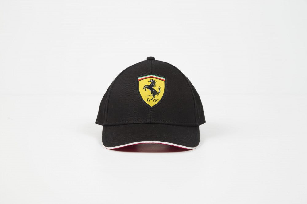 Casquette de baseball pour enfants Ferrari, Scudetto, Noir, 2018