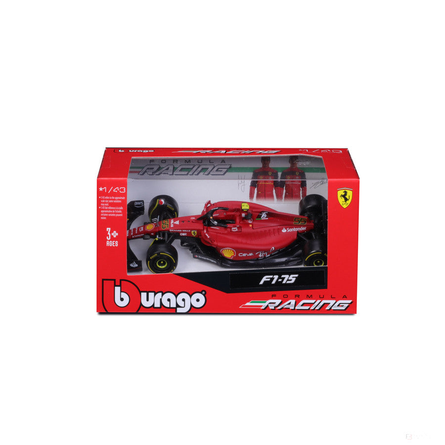 Ferrari F1 Model car, Bburago, F175, Carlos Sainz #55, red, 1:43 scale, 2022