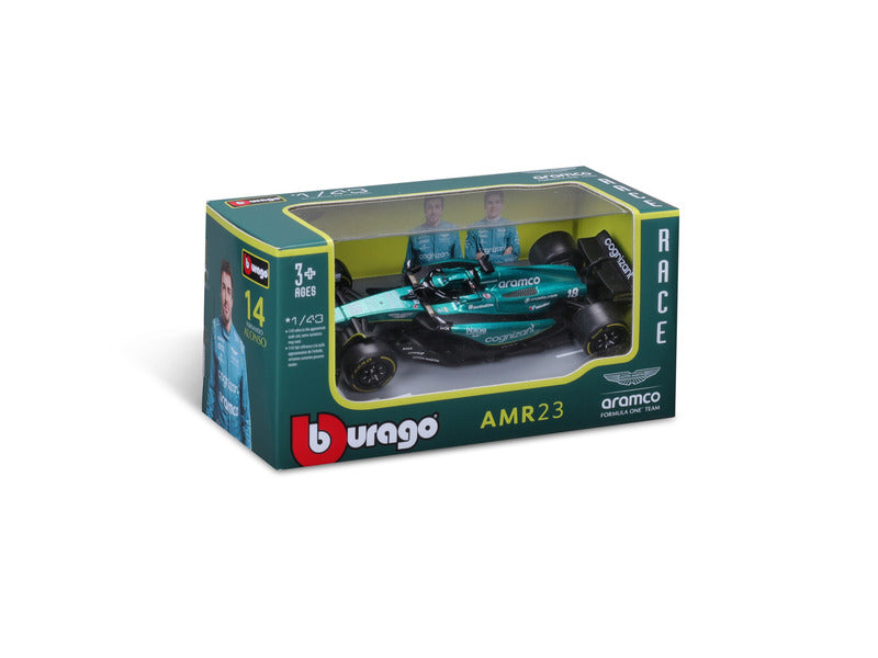 Voiture miniature Aston Martin, AMR23, bb urago, échelle 1:43, Fernando Alonso n°14, 2023