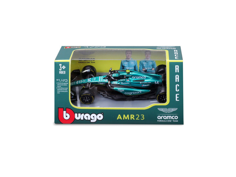 Voiture miniature Aston Martin, AMR23, bb urago, échelle 1:43, Fernando Alonso n°14, 2023