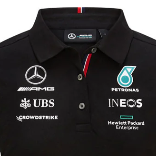 Polo Mercedes Femme, équipe, noir, 2021