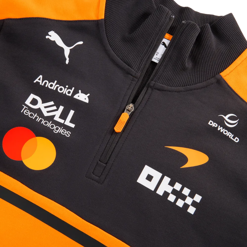 Pull McLaren, équipe, demi-zip, papaye
