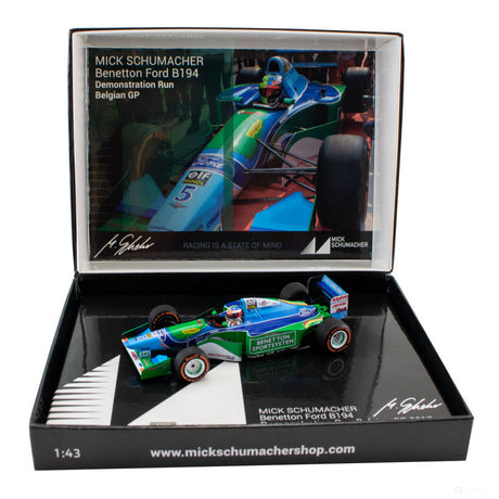 Voiture modèle, Mick Schumacher Benetton Ford B194 Demo Run Belgium GP 2017, 1:43, Bleu, 2017 - FansBRANDS®