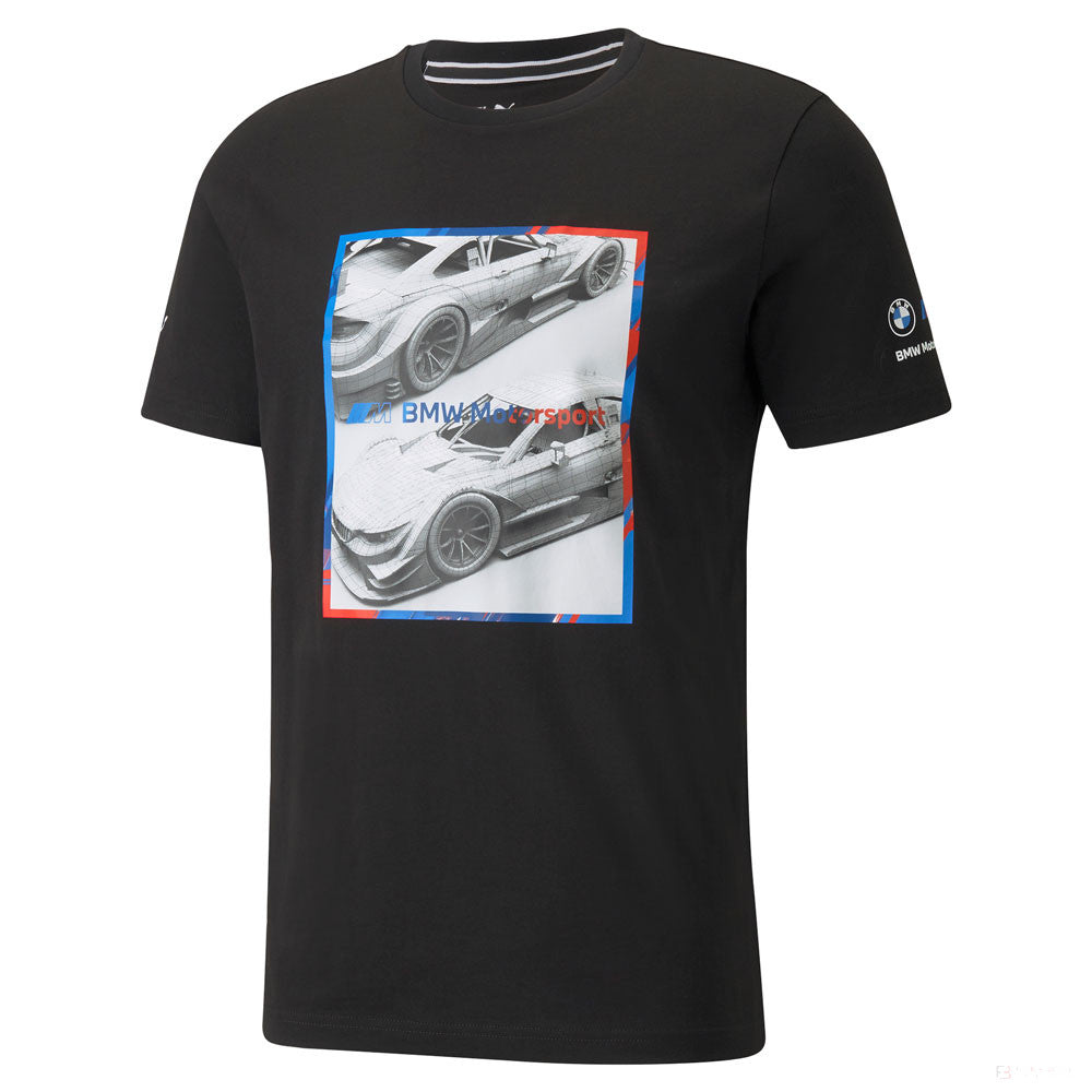 T-shirt col Rond, Puma BMW MMS Logo graphique, Noir, 2021