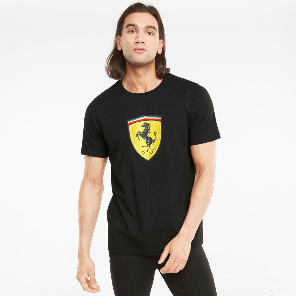T-shirt col Rond, Puma Ferrari Race Big Shield, Noir, 2021