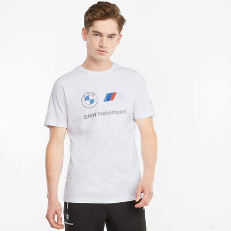 T-shirt col Rond, Puma BMW MMS ESS Logo, Blanc, 2021 - FansBRANDS®