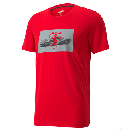 T-shirt col Rond, Puma Ferrari Race graphique, Rouge, 2021 - FansBRANDS®