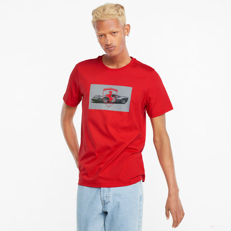 T-shirt col Rond, Puma Ferrari Race graphique, Rouge, 2021 - FansBRANDS®