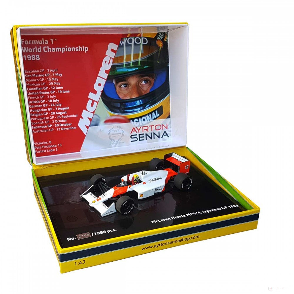 Ayrton Senna McLaren Honda MP4/4 1988 Modell Autó