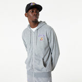 Sweat à capuche Los Angeles Lakers, zippé sur toute la longueur, New Era, gris