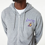 Sweat à capuche Los Angeles Lakers, zippé sur toute la longueur, New Era, gris