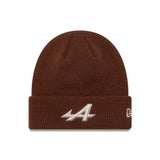 Bonnet Alpine, maille gaufre au bord, New Era, marron