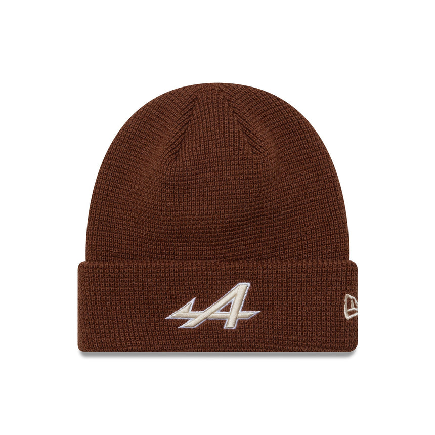 Bonnet Alpine, maille gaufre au bord, New Era, marron