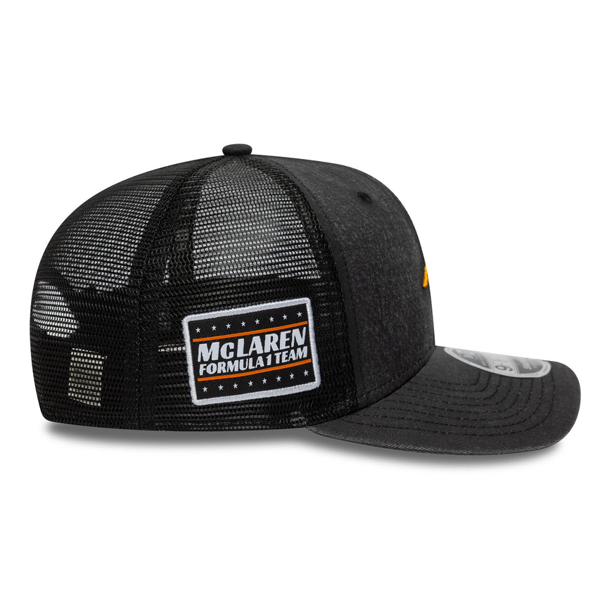 Casquette Mclaren, trucker, lavée, New Era, 9FORTY, noire