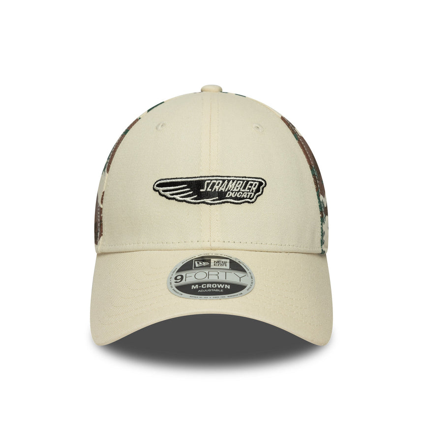 Casquette Ducati, camouflage Scrambler, New Era, 9FORTY, beige