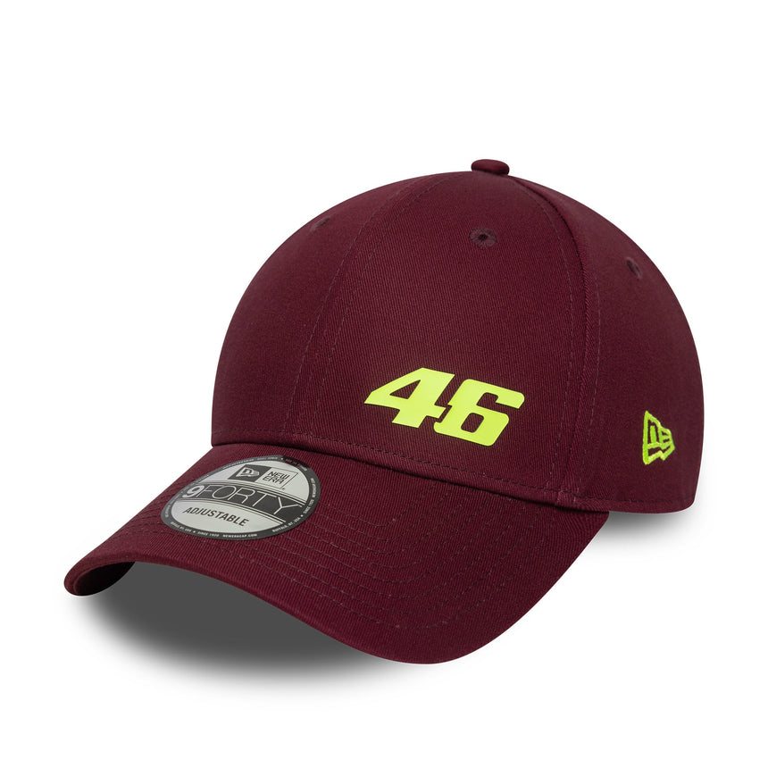 Casquette Valentio Rossi #46, VR46, saisonnière, New Era, 9FORTY, bordeaux