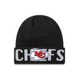 bonnet Kansas City Chiefs, logotype, New Era, noir