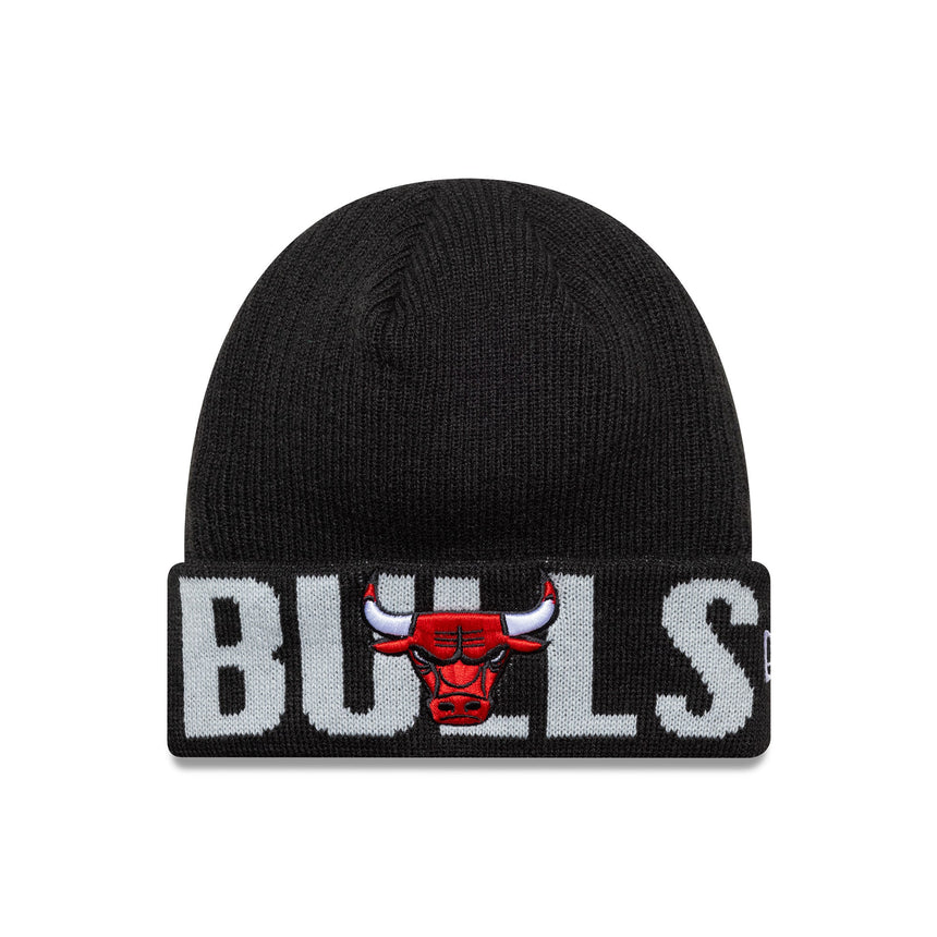 Bonnet Chicago Bulls, New Era, logo typographique, noir