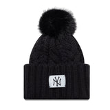 Bonnet des New York Yankees pour femmes, bord-côtes large, New Era, noir