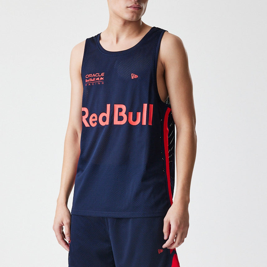 T-shirt sans manches Red Bull Racing, New Era, en maille basket-ball, bleu foncé