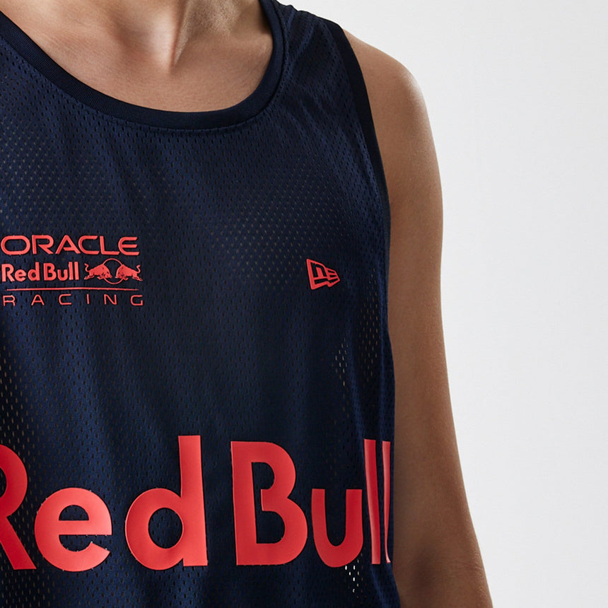 T-shirt sans manches Red Bull Racing, New Era, en maille basket-ball, bleu foncé