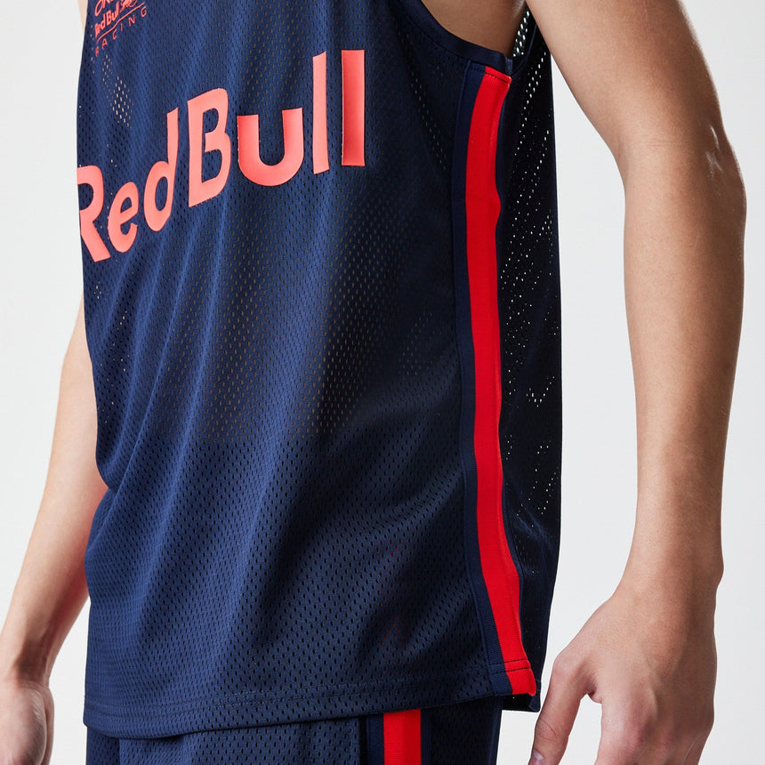 T-shirt sans manches Red Bull Racing, New Era, en maille basket-ball, bleu foncé