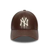 Casquette des New York Yankees, cuir, New Era, 9FORTY, couleur unie, marron