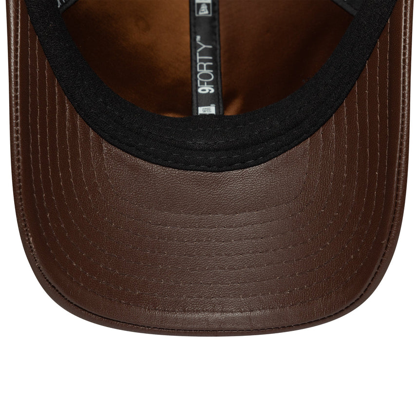 Casquette des New York Yankees, cuir, New Era, 9FORTY, couleur unie, marron