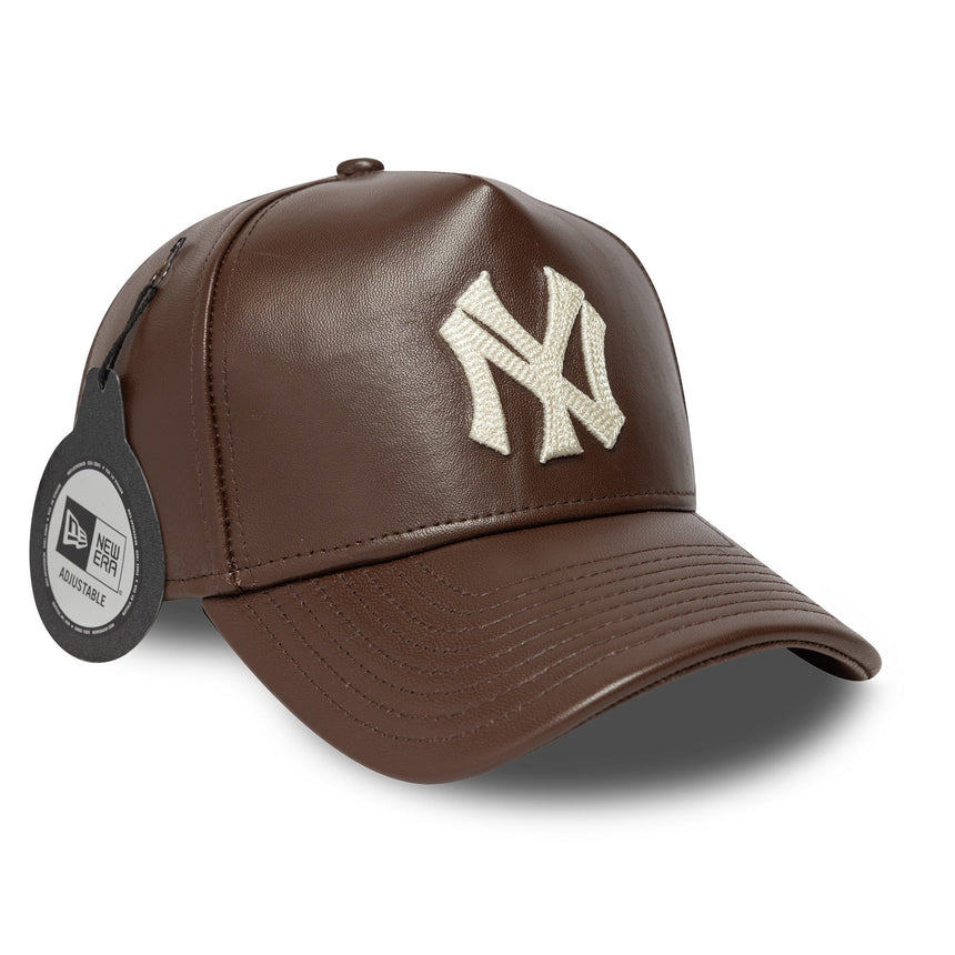 Casquette des Yankees de New York, en cuir, New Era, A-frame, marron
