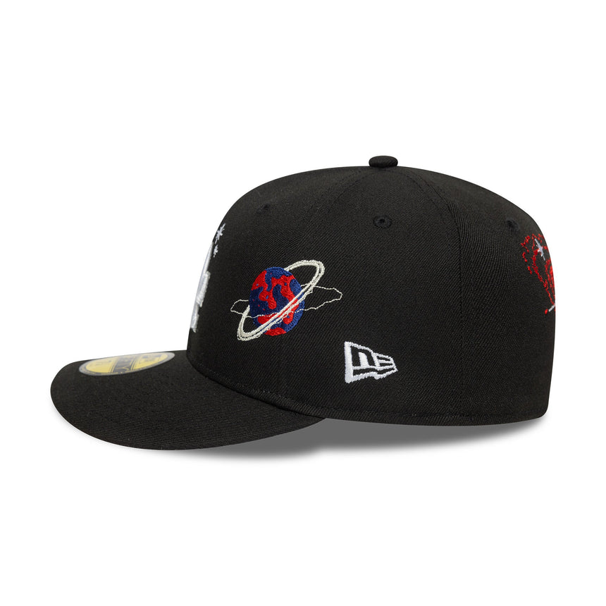 Casquette des Dodgers de Los Angeles, PLANET ICON, New Era, 59FIFTY, PC, noir