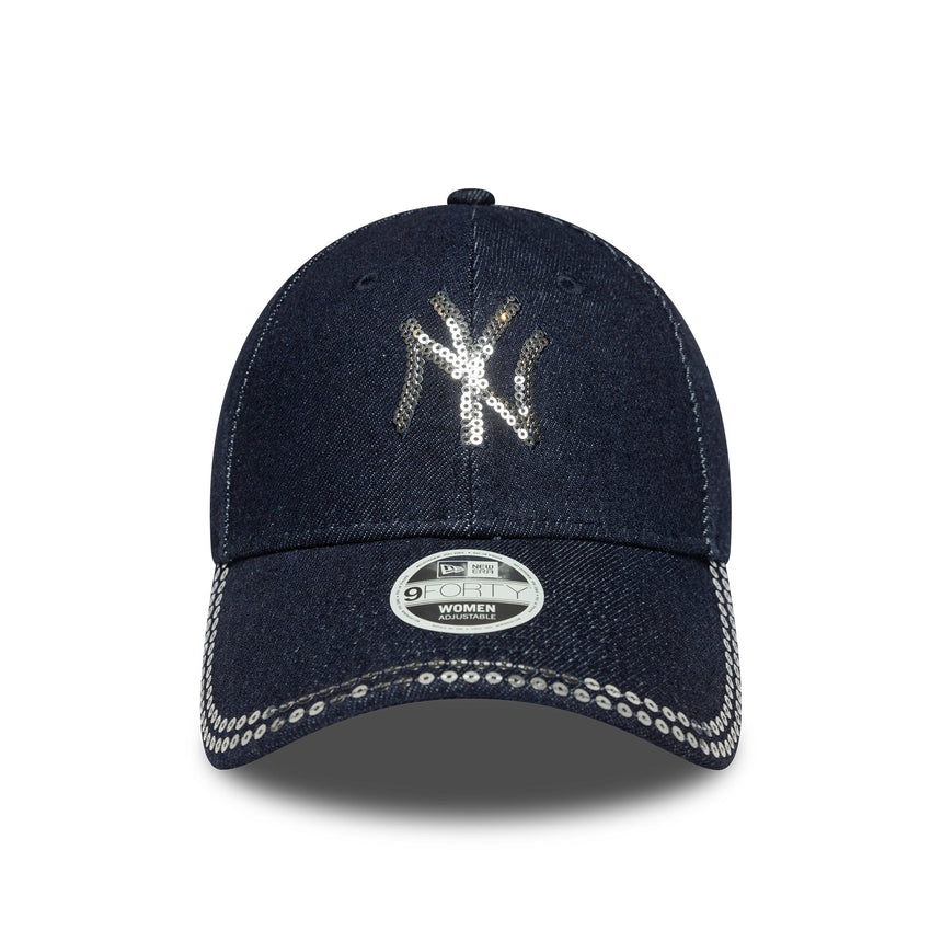 Casquette des New York Yankees, à paillettes, New Era, 9FORTY, motif bleu, bleu