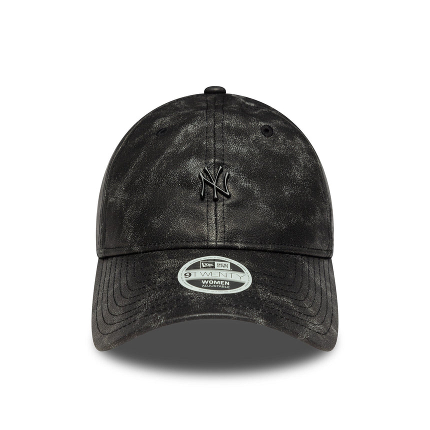 Casquette des Yankees de New York, PU usé, 9TWENTY, uni, noire