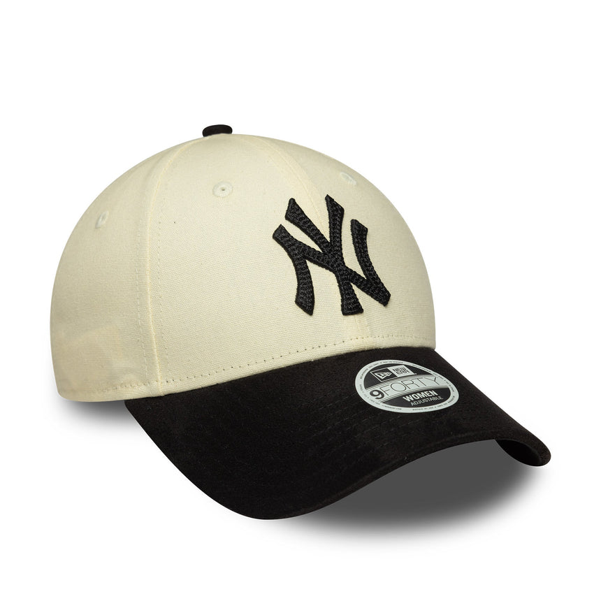 Casquette New York Yankees, simili daim, New Era, 9FORTY, beige et noir