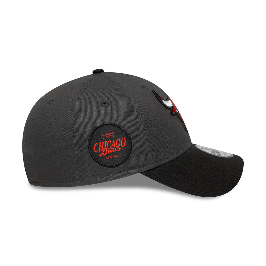 Casquette des Chicago Bulls, patch sur le côté, New Era, 9FORTY, gris, gris