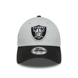 Casquette Las Vegas Raiders, pin bicolore, New Era, 9FORTY, patch latéral, noir et blanc