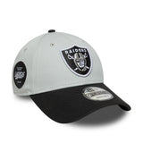 Casquette Las Vegas Raiders, pin bicolore, New Era, 9FORTY, patch latéral, noir et blanc