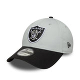Casquette Las Vegas Raiders, pin bicolore, New Era, 9FORTY, patch latéral, noir et blanc