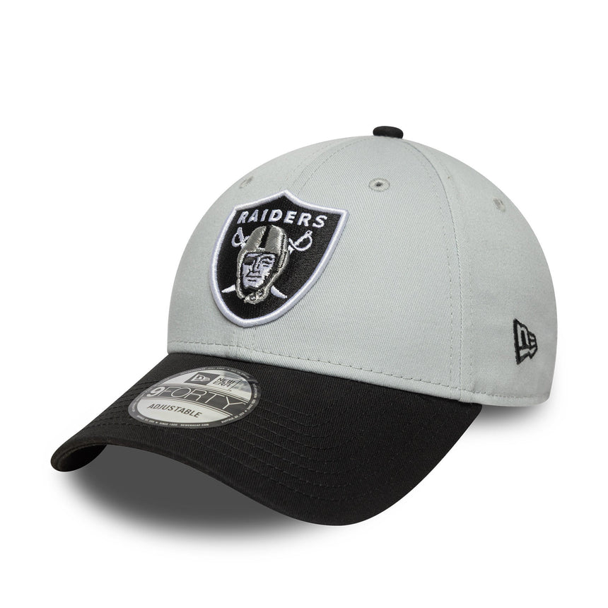 Casquette Las Vegas Raiders, pin bicolore, New Era, 9FORTY, patch latéral, noir et blanc