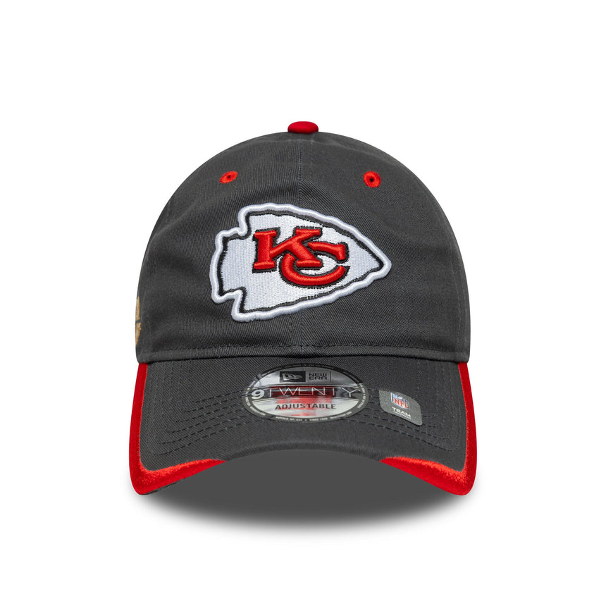 Casquette Kansas City Chiefs, badge d'équipe, New Era, 9TWENTY, uni, gris