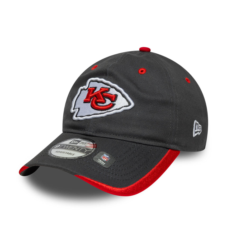 Casquette Kansas City Chiefs, badge d'équipe, New Era, 9TWENTY, uni, gris