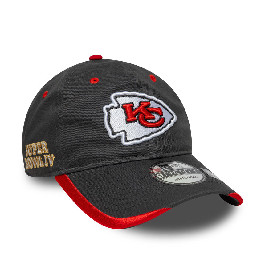 Casquette Kansas City Chiefs, badge d'équipe, New Era, 9TWENTY, uni, gris