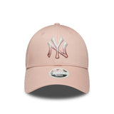 Casquette Yankees de New York, logo métallique, New Era, 9FORTY, femmes, rose