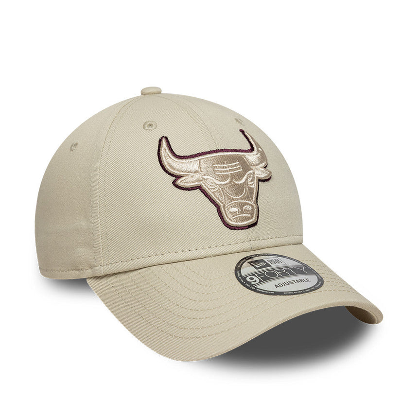 Casquette Chicago Bulls, pin TEAM OUTLINE, 9FORTY, gris