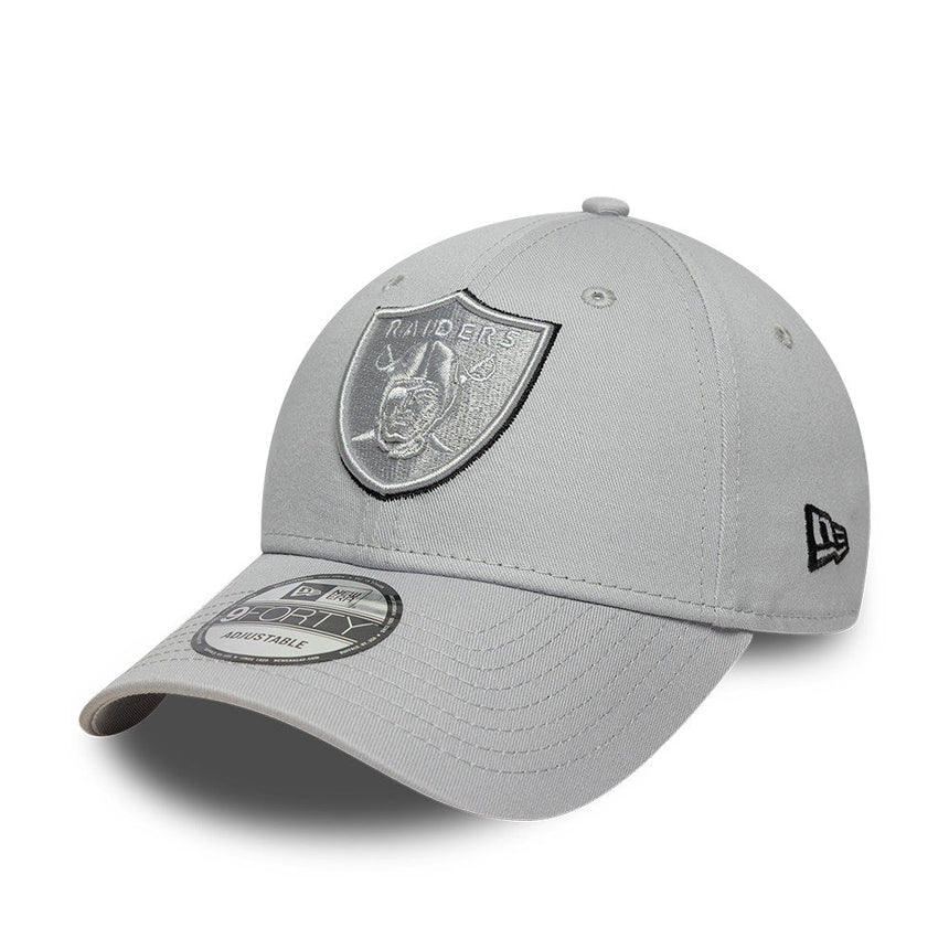 Casquette des Los Angeles Raiders, OUTLINE DE L'ÉQUIPE, New Era, 9FORTY, gris