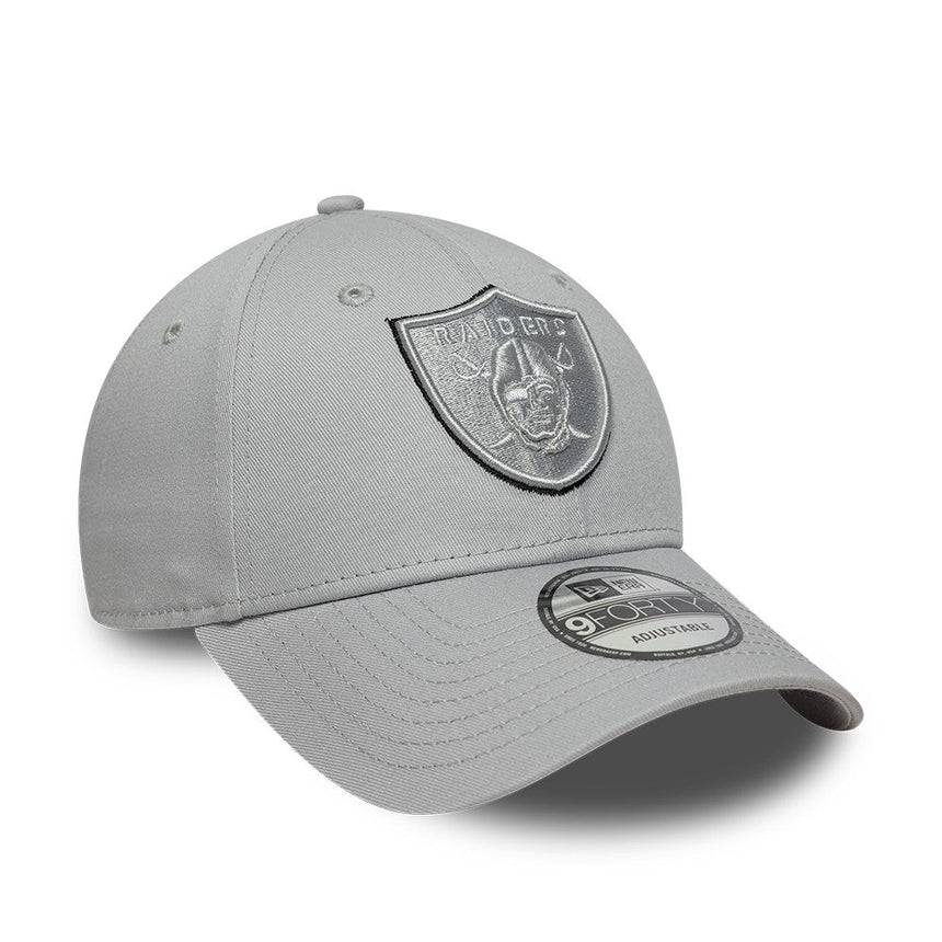 Casquette des Los Angeles Raiders, OUTLINE DE L'ÉQUIPE, New Era, 9FORTY, gris