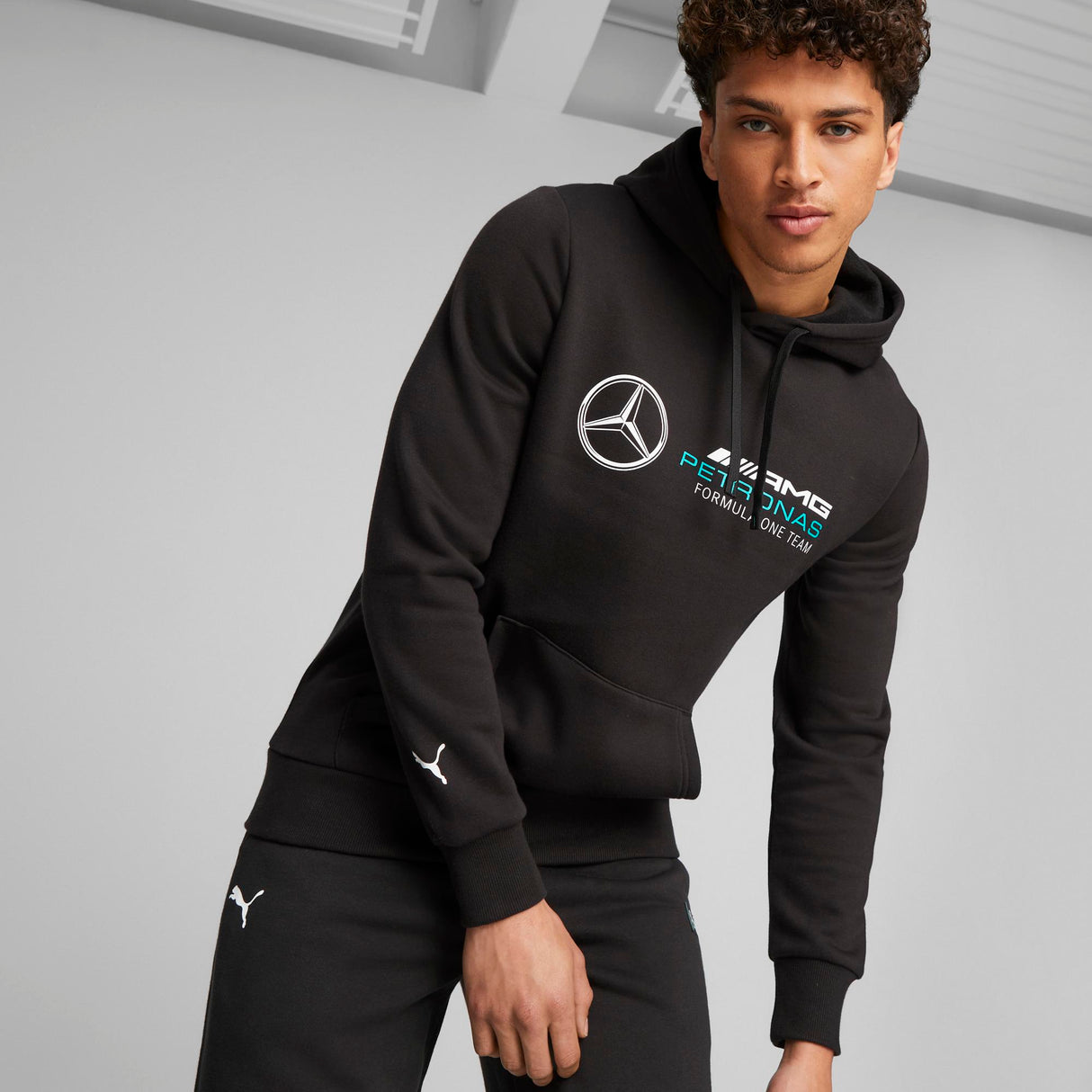 Mercedes sweat-shirt, à capuche, Puma, ESS, polaire, noir