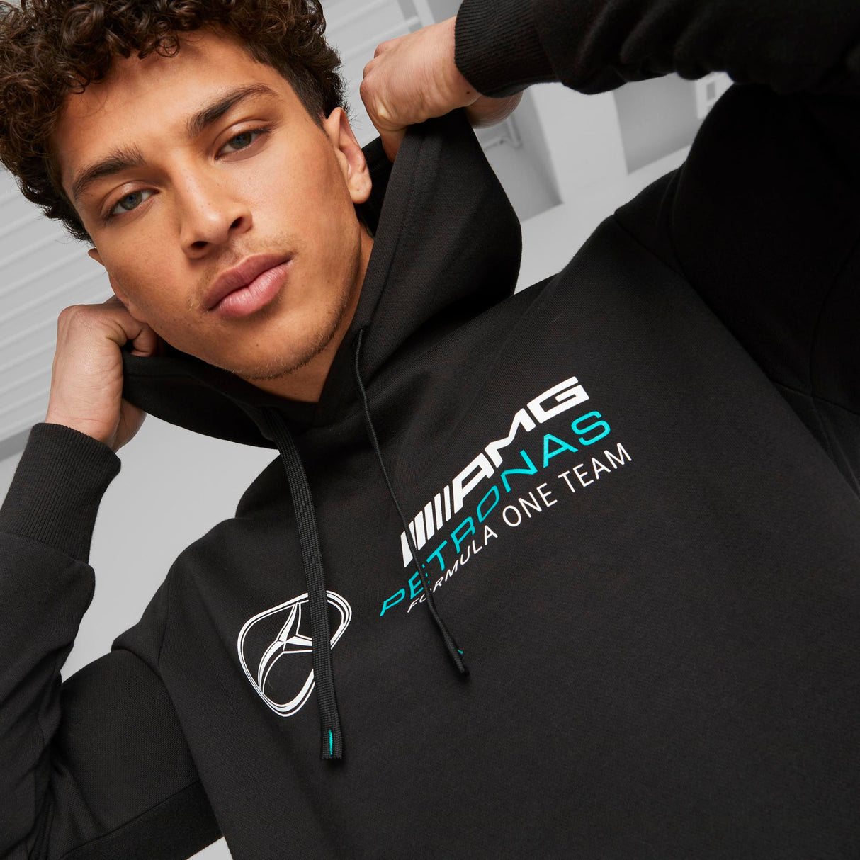 Mercedes sweat-shirt, à capuche, Puma, ESS, polaire, noir