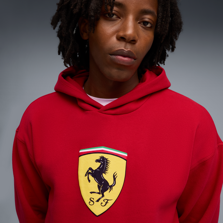 Sweat à capuche Ferrari, Puma, vêtement de sport, logo écusson, rouge